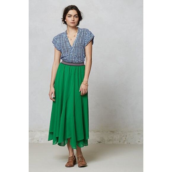Anthropologie Vanessa Virginia Colmia Emerald Green Skirt - XL NWOT - Picture 2 of 10